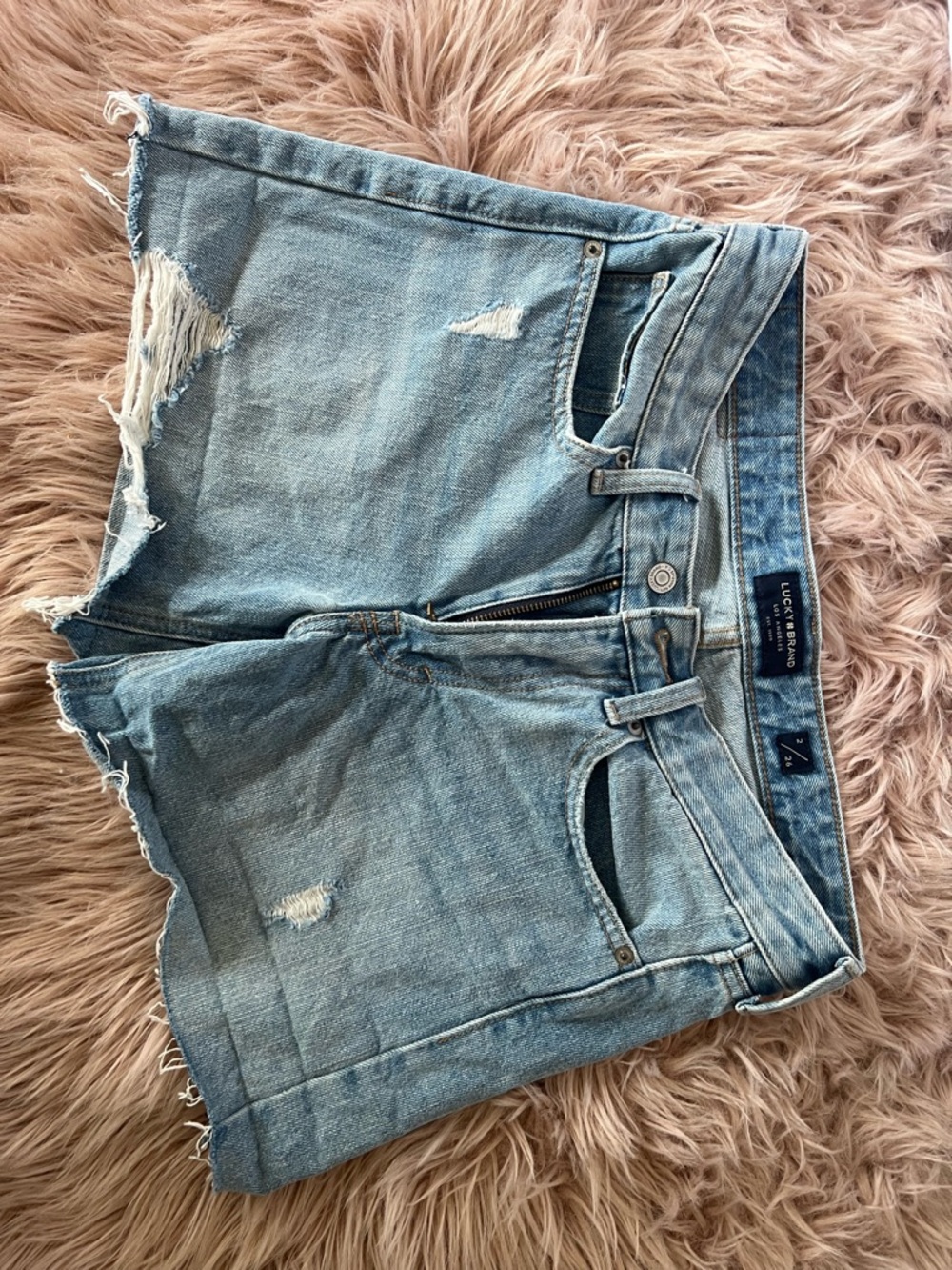 Lucky Brand Faded Blue Distressed Denim Cutoff Shorts